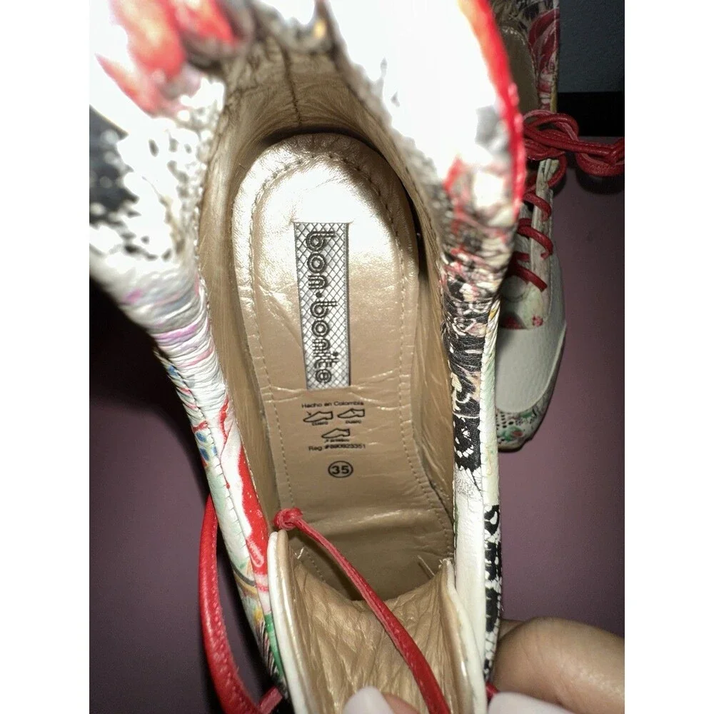 Bon Bonite Espadrille Lace-Up Sneakers- Floral & Abstract Print, Handmade SZ 35